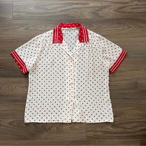 Vintage polka dot semi-sheer blouse